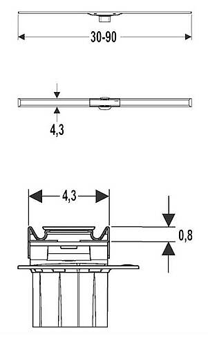 Geberit CleanLine20 Duş Kanalı 90 cm Siyah Çerçeveli Paslanmaz Çelik 154.450.00.1 - 3