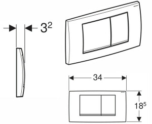 Geberit Twinline 30 Kumanda Kapağı Mat Krom 115.899.JQ.1 - 2