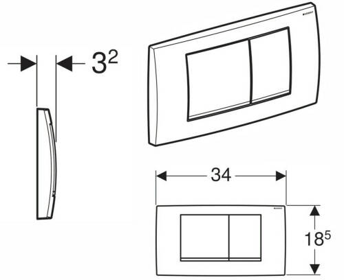 Geberit Twinline 30 Kumanda Kapağı Mat Krom 115.899.JQ.1 - 2