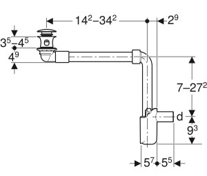 Geberit Yer Tasarruflu Lavabo Sifonu Bas-Aç Süzgeçli 152.073.21.1 - 2