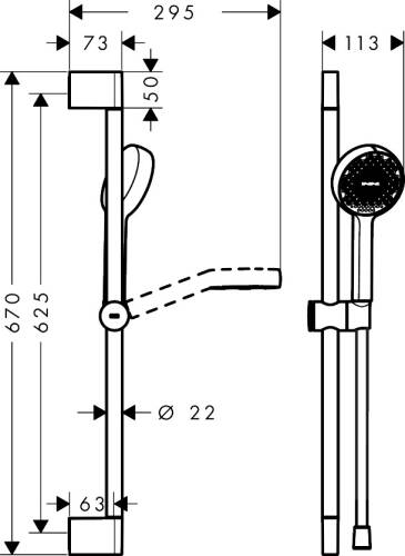 Hansgrohe Activera S El Duşu Seti 2Jet EcoSmart 65 cm Mat Siyah 28044670 - 3