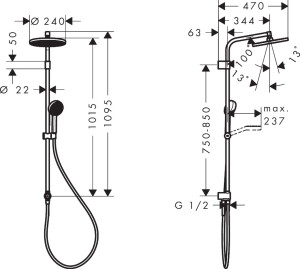 Hansgrohe Activera S Reno Duş Kolonu EcoSmart Mat Siyah 28074670 - 3