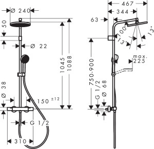 Hansgrohe Activera S Termostatik Duş Kolonu EcoSmart 28078000 - 4