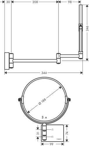 Hansgrohe AddStoris Makyaj Aynası 41791000 - 2