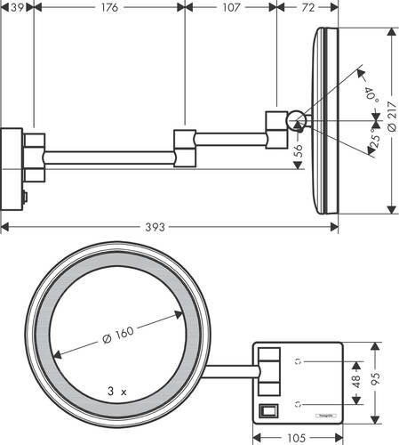 Hansgrohe AddStoris Makyaj Aynası LED'li 41790000 - 2