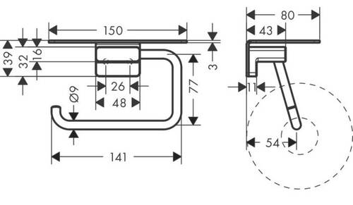 Hansgrohe AddStoris Tuvalet Kağıtlığı Raflı Mat SiyahKrom 41772340 - 2