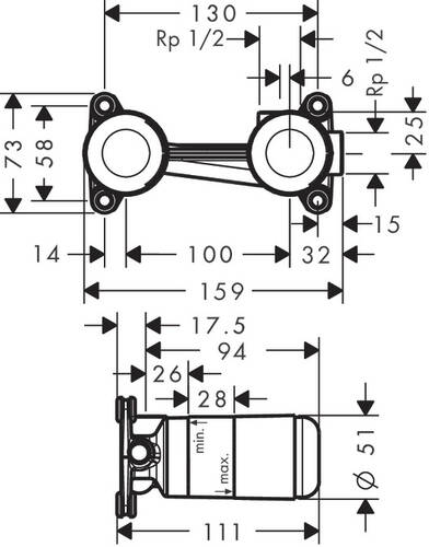 Hansgrohe Ankastre Lavabo Bataryası İçseti, 13622180 - 2