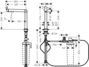 Hansgrohe Aqittura M91 Arıtmalı Eviye Bataryası 1jet 76804000 - 3