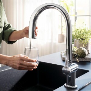 Hansgrohe Aqittura M91 Arıtmalı Eviye Bataryası Çekilebilir Gaga 1Jet 76803000 - 2