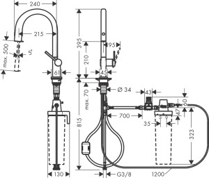 Hansgrohe Aqittura M91 Arıtmalı Eviye Bataryası Çekilebilir Gaga 1Jet 76803000 - 3