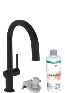 Hansgrohe Aqittura M91 Arıtmalı Eviye Bataryası Çekilebilir gaga 1jet sBox Mat Siyah 76800670 - 1