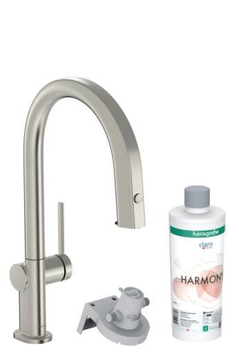 Hansgrohe Aqittura M91 Arıtmalı Eviye Bataryası Çekilebilir gaga 1jet sBox Paslanmaz Çelik 76800800 - 1