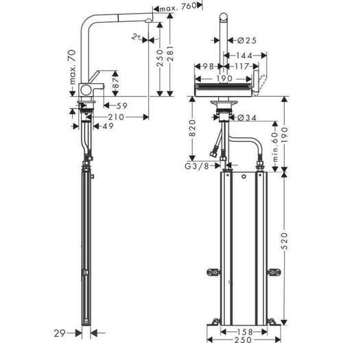 Hansgrohe Aquno Select M81 Eviye Bataryası 2 Akışlı Mat Siyah 73830670 - 2