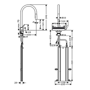 Hansgrohe Aquno Select M81 Eviye Bataryası 3 Akışlı Mat Siyah 73831670 - 5