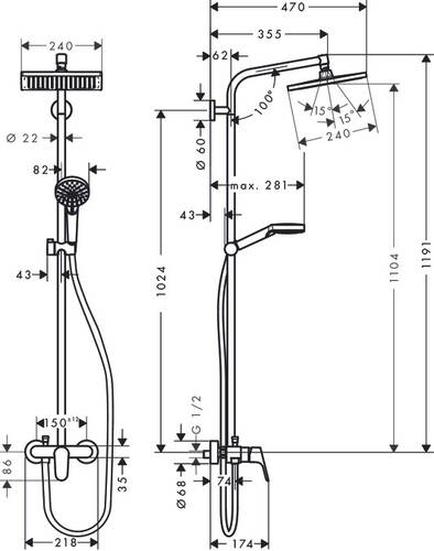 Hansgrohe Croma E Duş Kolonu 27284000 - 2