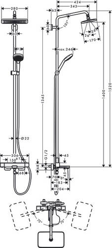 Hansgrohe Croma E Termostatik Duş Kolonu 27687000 - 3