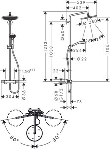 Hansgrohe Croma Select Termostatik Duş Kolonu Mat SiyahKrom 26890340 - 2