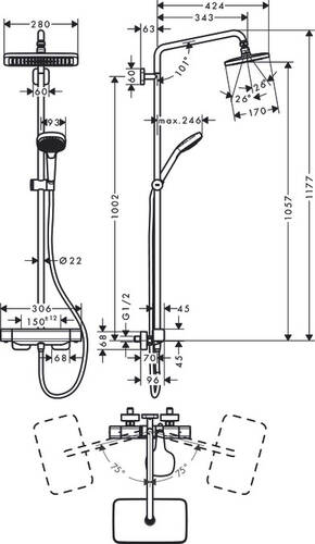 Hansgrohe Croma Termostatik Duş Kolonu 27660000 - 2