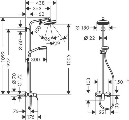 Hansgrohe Crometta Duş Kolonu Beyaz Krom 27266400 - 2