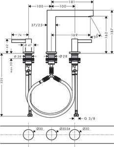 Hansgrohe Finoris Üç Delikli Lavabo Bataryası 76034000 - 2