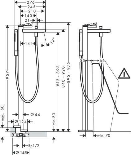 Hansgrohe Finoris Yerden Küvet Bataryası 76445000 - 3