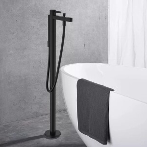 Hansgrohe Finoris Yerden Küvet Bataryası Mat Siyah 76445670 - 2