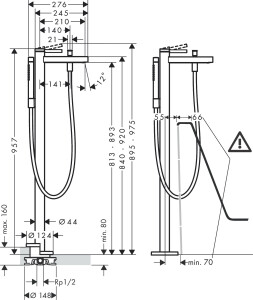 Hansgrohe Finoris Yerden Küvet Bataryası Mat Siyah 76445670 - 3