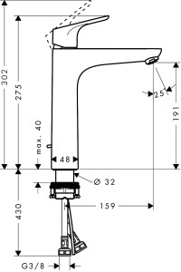 Hansgrohe Focus Çanak Lavabo Bataryası 190 Kumandalı 31608000 - 3