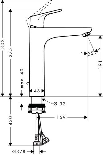 Hansgrohe Focus Çanak Lavabo Bataryası 190 Kumandalı 31608000 - 3