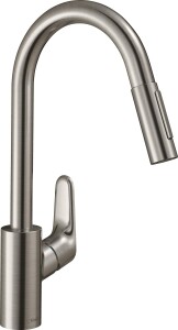 Hansgrohe Focus M41 Eviiye bataryası Çekilebilir Gaga 2 Akışlı, sBox Paslanmaz Çelik73880800 - 1