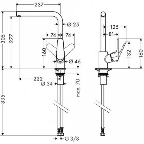 Hansgrohe Focus M41 Eviye Bataryası 31817000 - 2