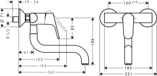 Hansgrohe Focus M41 Eviye Bataryası Duvardan 31825000 - 2