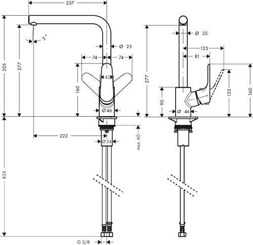 Hansgrohe Focus M41 Eviye Bataryası Mat Siyah 31817670 - 2