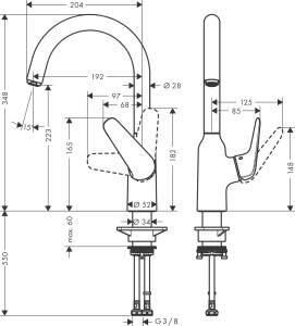 Hansgrohe Focus M42 Eviye Bataryası 71802000 - 2