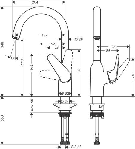 Hansgrohe Focus M42 Eviye Bataryası 71802000 - 2