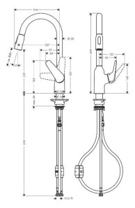 Hansgrohe Focus M42 Eviye Bataryası Çekilebilir Gaga 2 Akışlı Paslanmaz Çelik 71800800 - 2