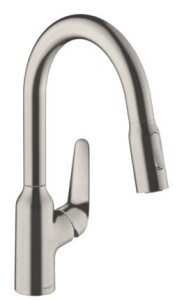 Hansgrohe Focus M42 Eviye Bataryası Çekilebilir Gaga 2 Akışlı Paslanmaz Çelik 71801800 - 1