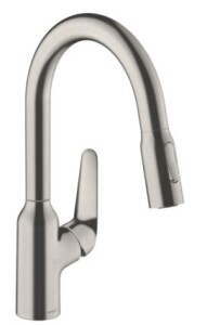 Hansgrohe Focus M42 Eviye Bataryası Çekilebilir Gaga 2 Akışlı, sBox Paslanmaz Çelik 71821800 - 1