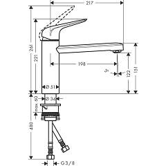 Hansgrohe Focus M42 Eviye Bataryası Paslanmaz Çelik 71806800 - 2