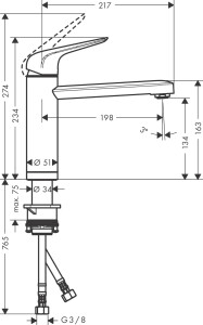 Hansgrohe Focus M42 Eviye Bataryası Pencere Önü Montaj 71807000 - 3