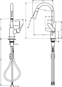 Hansgrohe Focus Spiralli Eviye Bataryası 2 Akışlı 31815000 - 2