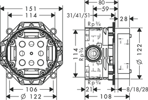 Hansgrohe iBox Universal Ankastre Batarya İçseti 01800180 - 2