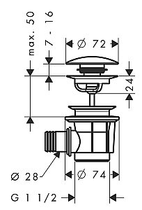 Hansgrohe Küvet Bas-Aç Gider Seti 50107000 - 2
