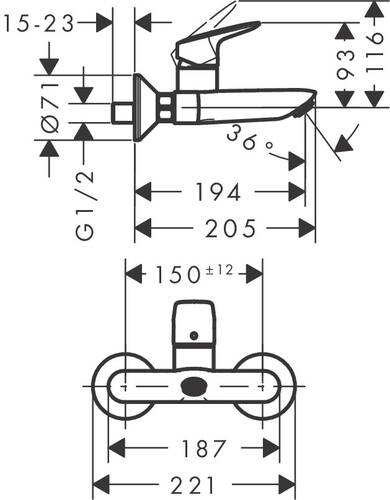 Hansgrohe Logis Lavabo Bataryası Duvara Monte 71225000 - 2