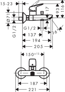 Hansgrohe Logis Banyo Bataryası 71400000 - 2