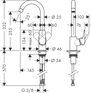Hansgrohe Logis M31 Eviye Bataryası 71835000 - 2
