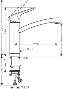 Hansgrohe Logis M31 Eviye Bataryası Pencere Önü Montaj 71833000 - 3