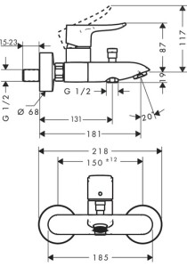 Hansgrohe Metris Banyo Bataryası 31480000 - 2