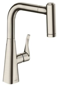 Hansgrohe Metris M71 Eviye Bataryası Çekilebilir Gaga 2 Akışlı Paslanmaz çelik 14834800 - 1