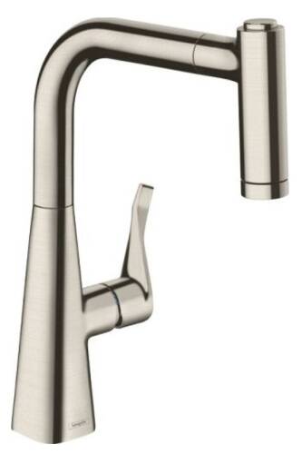 Hansgrohe Metris M71 Eviye Bataryası Çekilebilir Gaga 2 Akışlı ,sBox Paslanmaz Çelik73800800 - 1